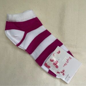 Bright Star Pink & White Striped Ankle Socks Low Cut Casual 9–11